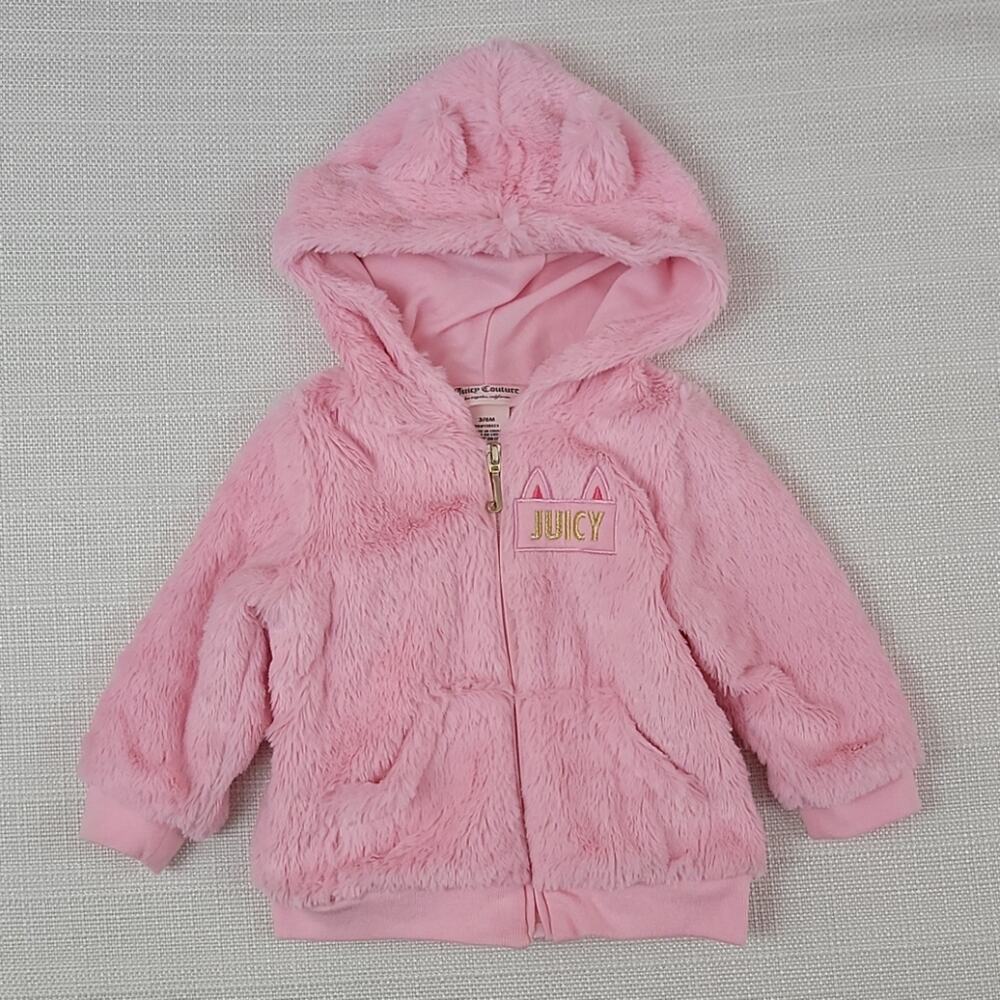 Juicy‎ Couture pink faux fur zip-up hoodie 3-6M